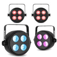 Fuzzix Set mit 4x PLF20 Party LED Pars – 4x 12 Watt RGBAW LEDs – mit DMX – inkl. Fernbedienung