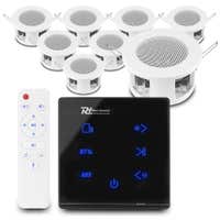 Power Dynamics CSBA3L Deckenlautsprecher 8er Set - A100B Einbauverstärker - Bluetooth - 4x 20W