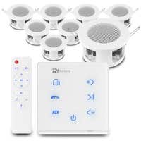 Power Dynamics CSBA3L Deckenlautsprecher 8er Set - A100W Einbauverstärker - Bluetooth - 4x 20W