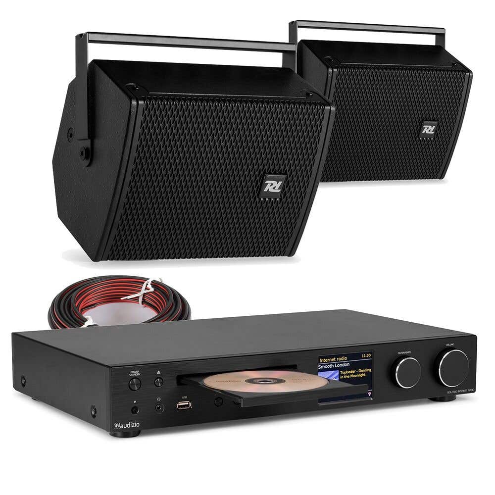 Power Dynamics PDW5B Stereoanlage mit Internetradio & CD – 2 Passive Lautsprecher – WLAN – Schwarz