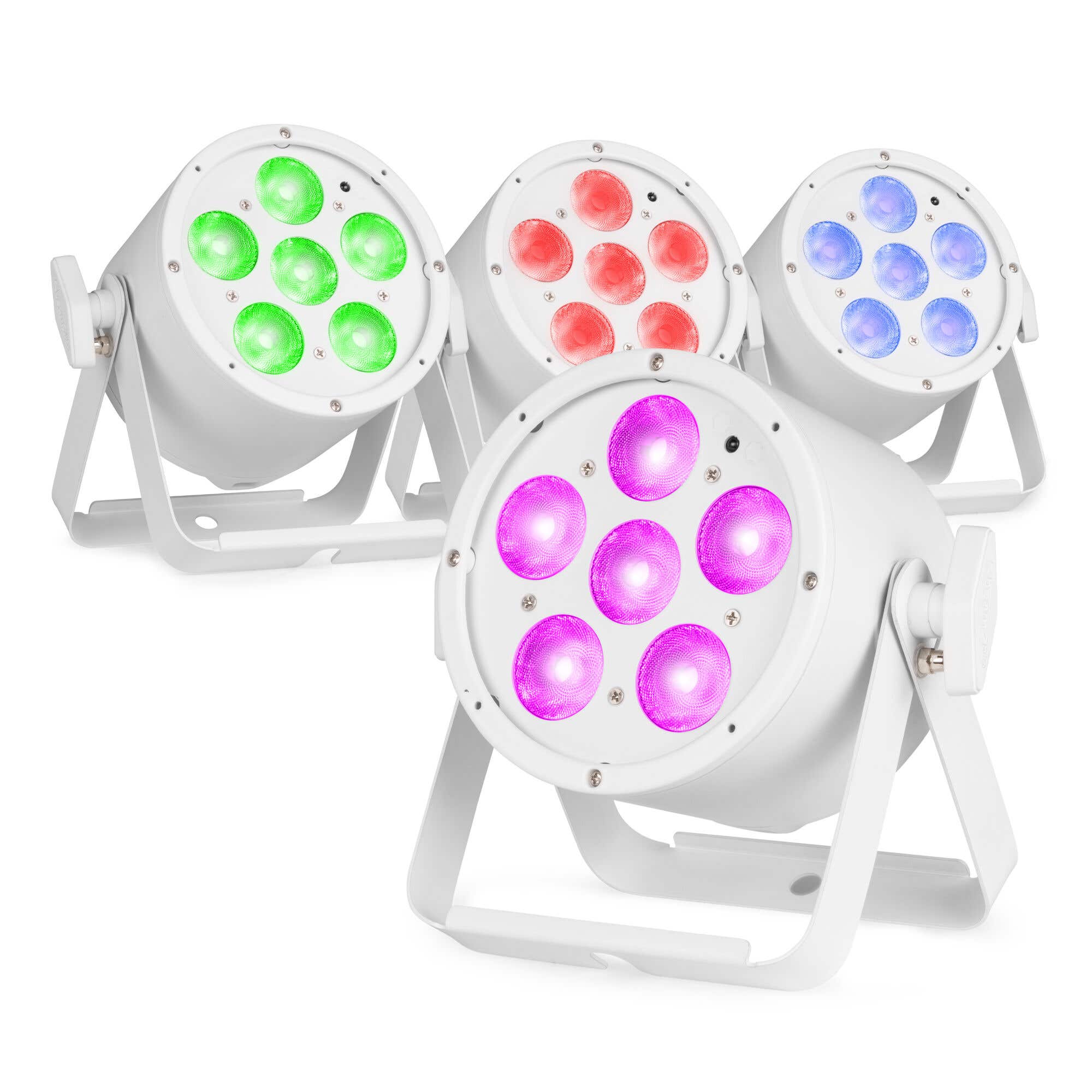 BeamZ Pro BAC322W LED PAR 4er Set – RGBALC-LEDs – 6x 10W – Weiß