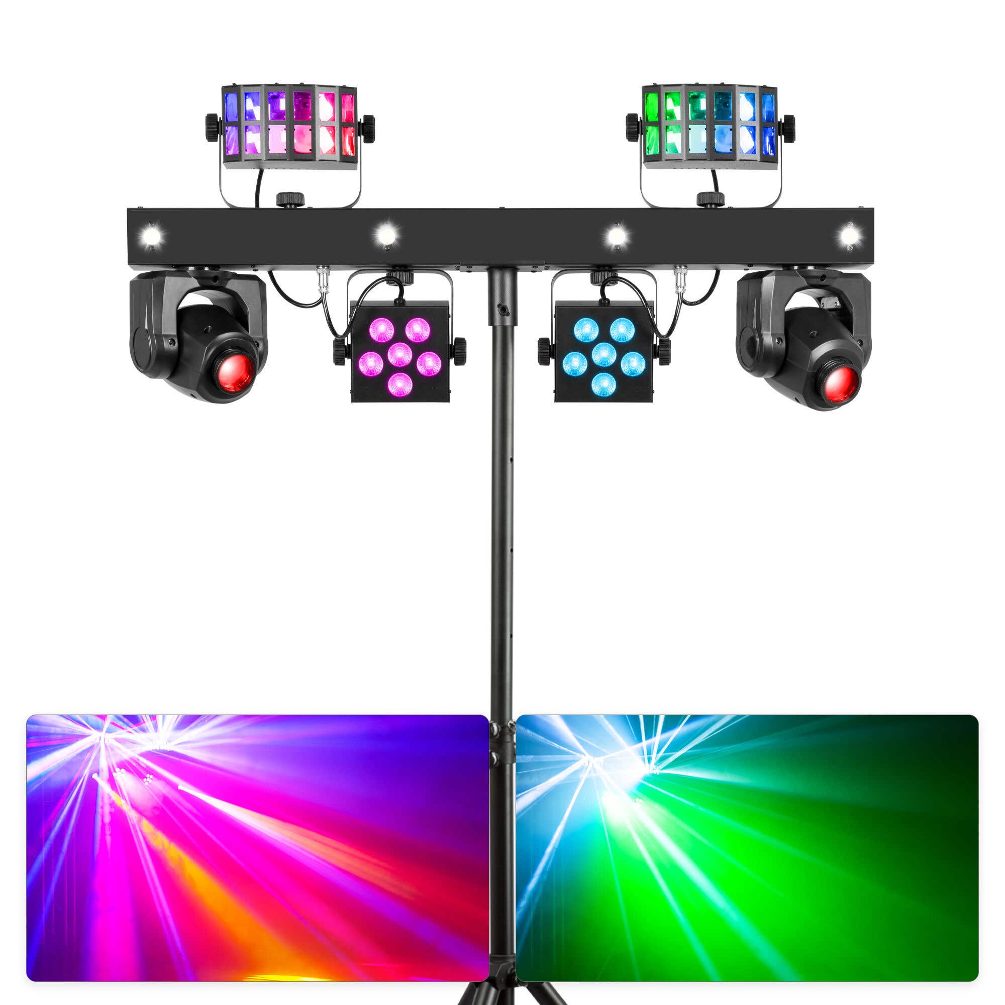 BeamZ ShowBar GO Glow – All-In-One Lichteffekt – Moving Head Bar mit Multi-Effekten & Stativ