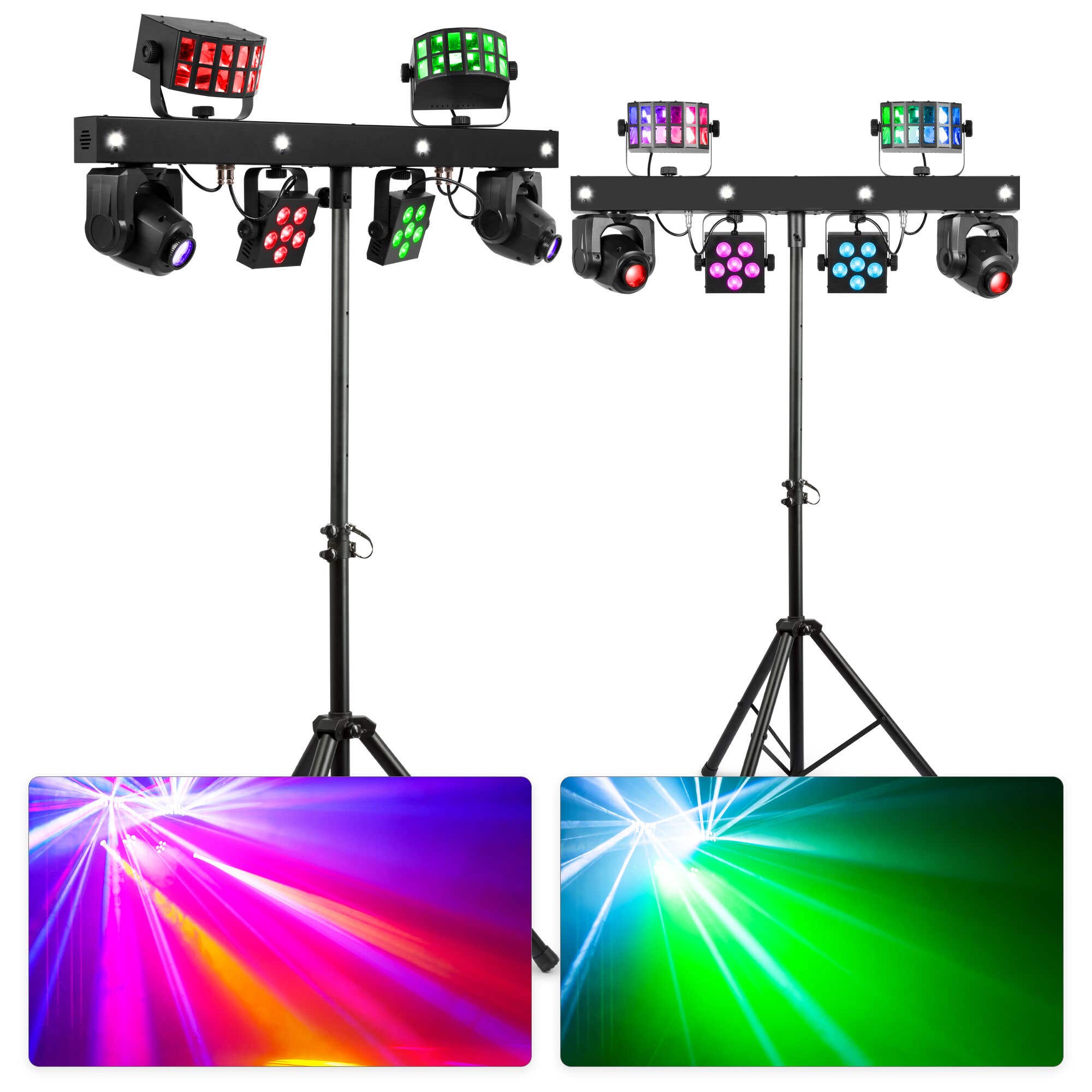 BeamZ ShowBar GO Glow – 2er Set Moving Head Bars mit Stativen – All-In-One Lichteffekte – RGBW