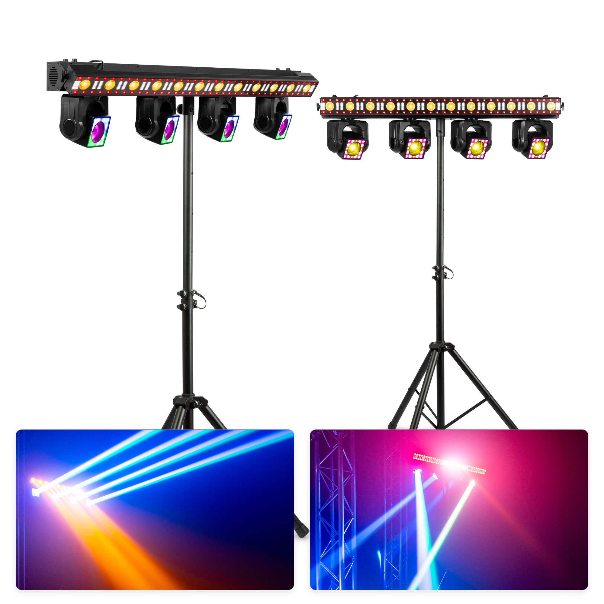 BeamZ ShowBar GO Edge – Set mit 2 Moving Head Bars auf Stativen – Moving Heads & LED Bars