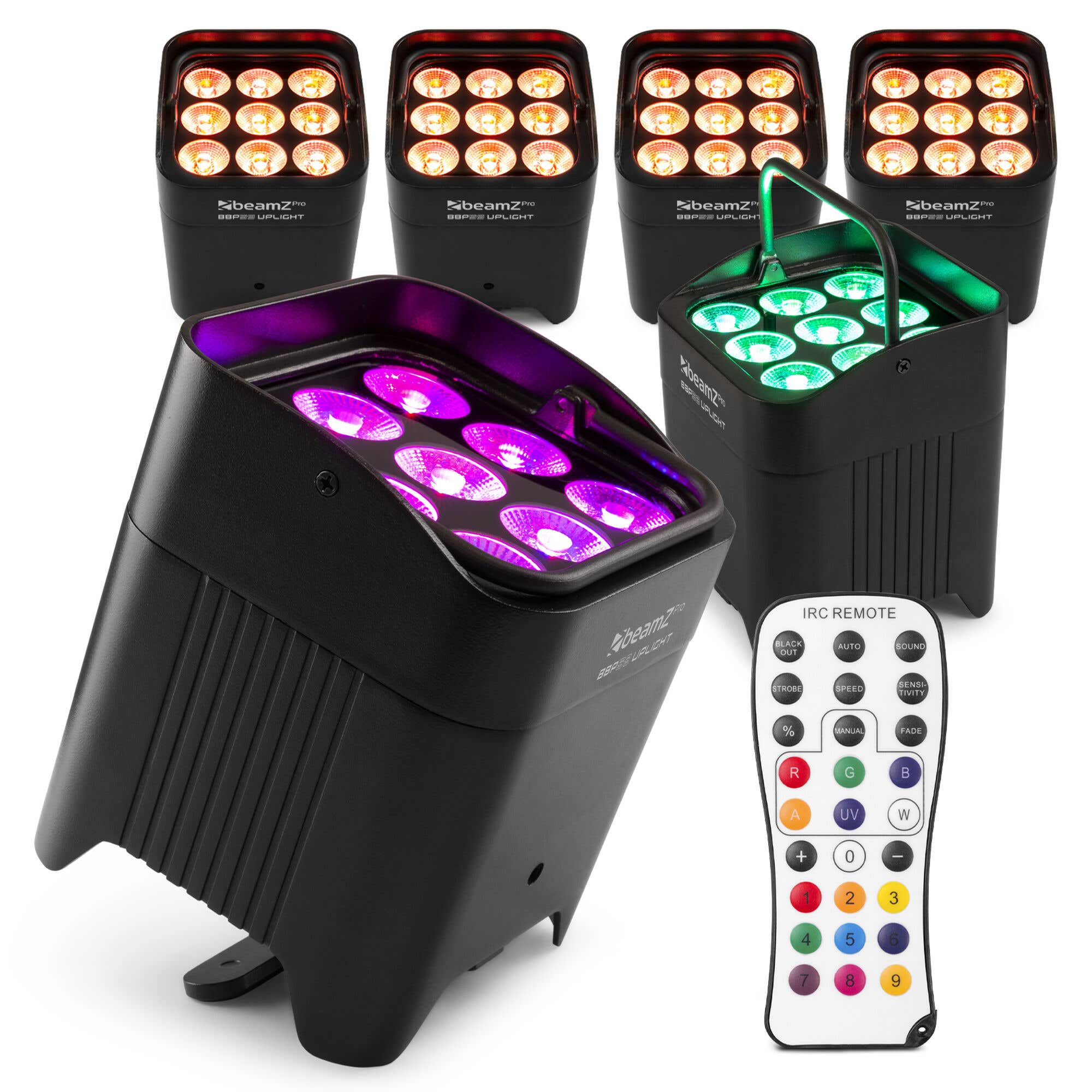 BeamZ Professional BBP59 Uplight Set 6 Stück - Wechselakku - IP65 Wasserdicht - RGBWA-UV