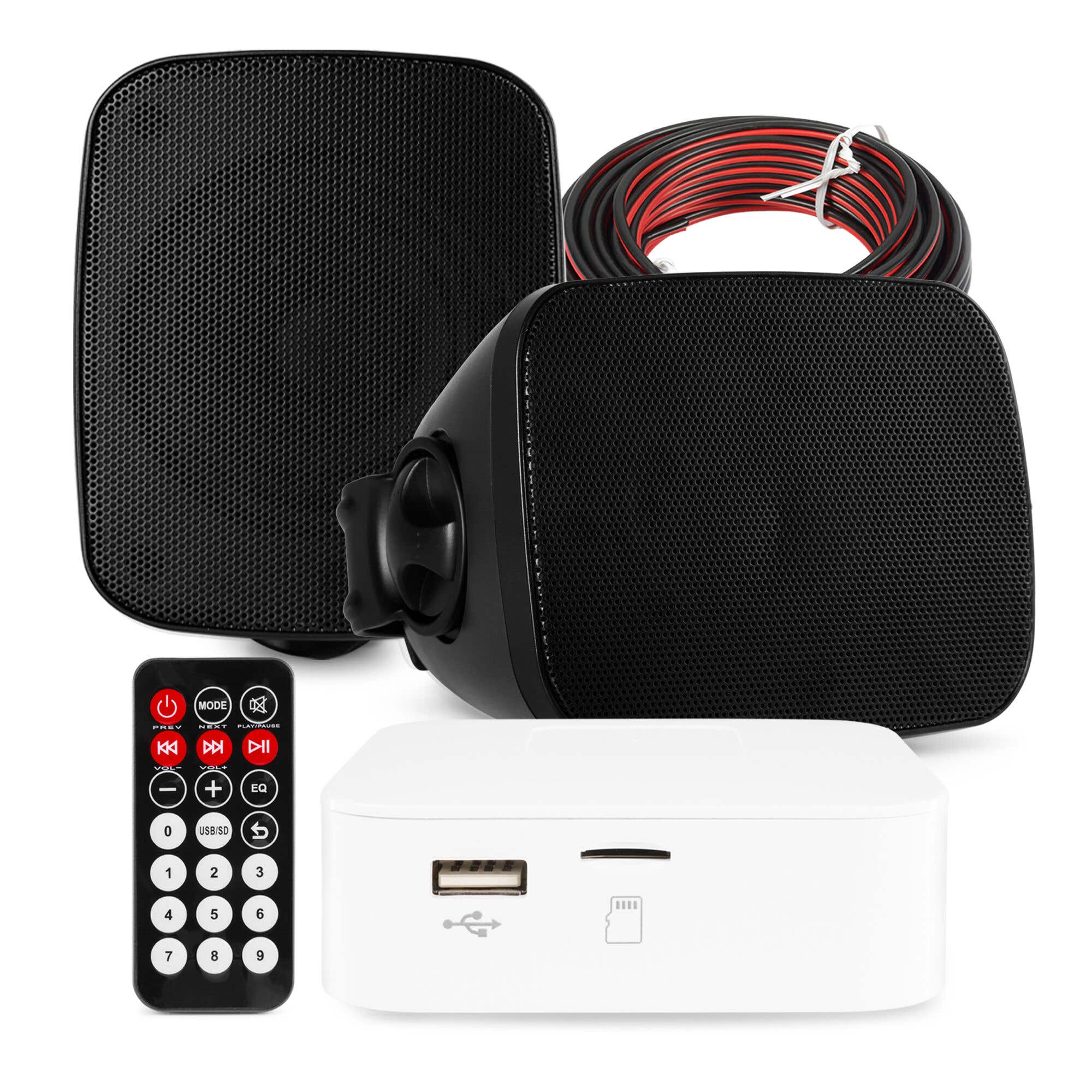 Power Dynamics 2 Outdoor Lautsprecher - Wasserfestes Mini Set Outdoor - Bluetooth - Schwarz