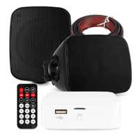 Power Dynamics 2 Outdoor Lautsprecher - Wasserfestes Mini Set Outdoor - Bluetooth - Schwarz