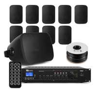 Power Dynamics komplette 100V Soundanlage – 10 Lautsprecher inkl. Bluetooth Verstärker – Schwarz