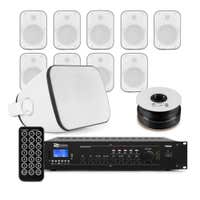 Power Dynamics komplette 100V Soundanlage – 10 Lautsprecher inkl. Bluetooth Verstärker – Weiß
