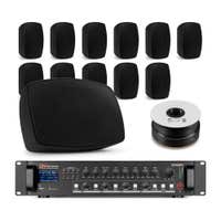Power Dynamics professionelle Soundanlage - 12 Outdoor Lautsprecher mit Verstärker - Schwarz