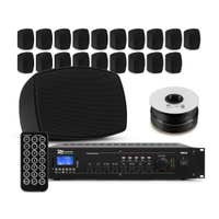 Power Dynamics Professionelle Soundanlage– 100V System mit 20 Outdoor Lautsprechern – Schwarz