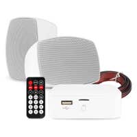 Power Dynamics Set aus 2 wasserdichten Outdoorlautsprechern mit Bluetooth Verstärker - Weiß