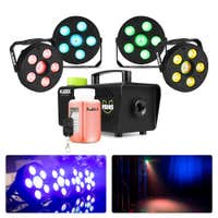 Fuzzix Popup Partybeleuchtungsset mit Mini Nebelmaschine - Popup Partylichtset für Themapartys