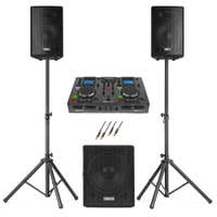Vonyx VX1015BT 2.1 Aktivlautsprecher mit DJ Plattenspieler - Komplettes Einsteiger DJ Set - 1000 W