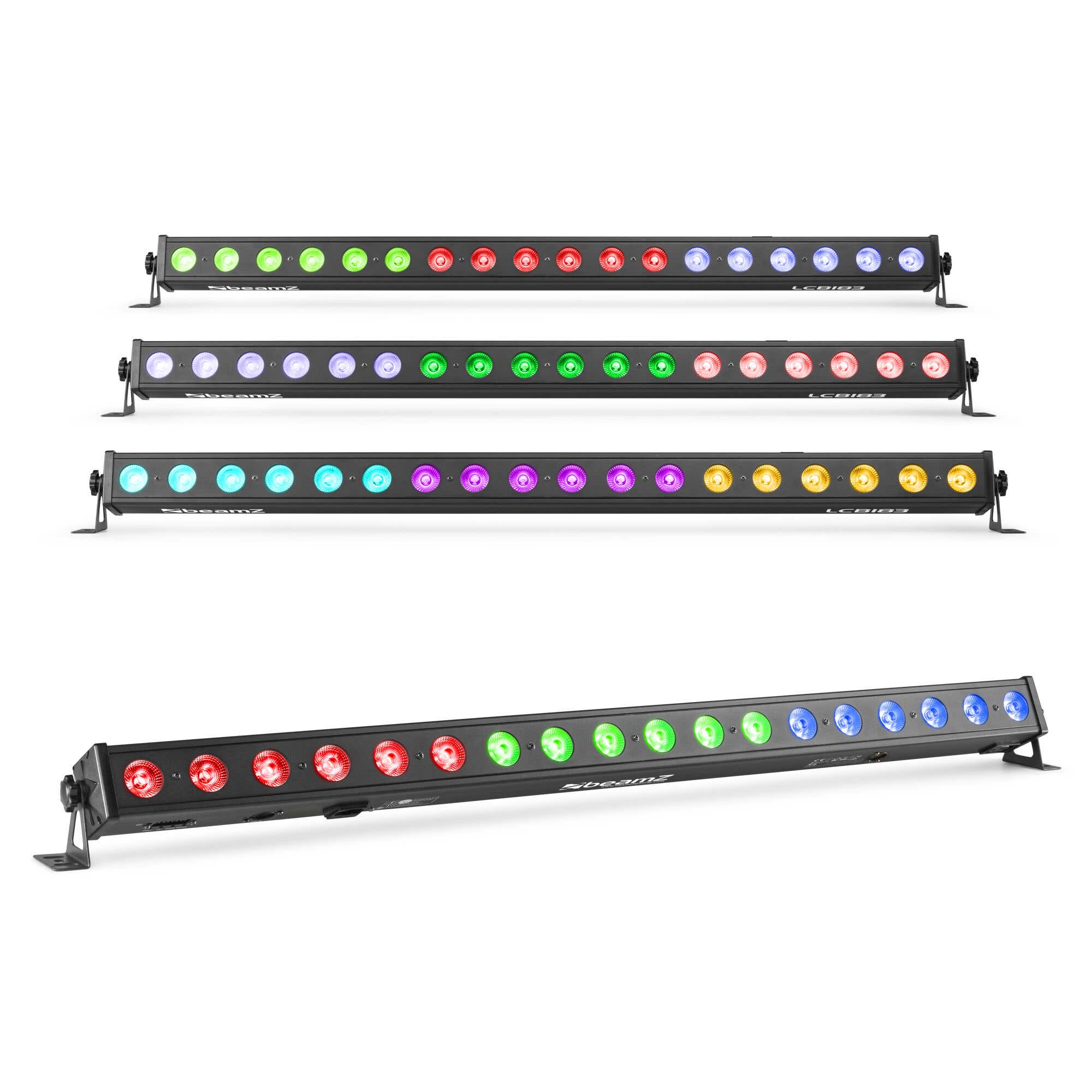 BeamZ LCB183 LED Bar 4er Set - DMX LED Bars mit 3 Sektionen & DMX - 18x 3W RGB