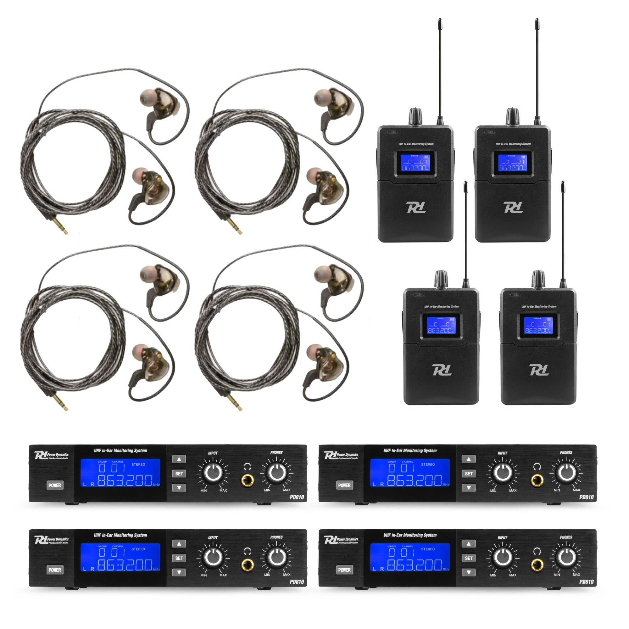 Power Dynamics PD810 In-Ear Monitor System Set für Bands - UHF In-Ear Monitor - 15 Kanäle