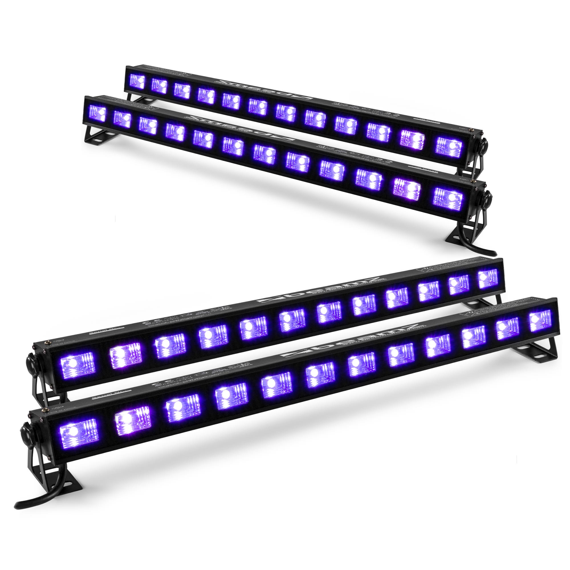 BeamZ LED Bar BUVW123 – 4er Set mit 12 UV & Warmweiß LEDs – 40W