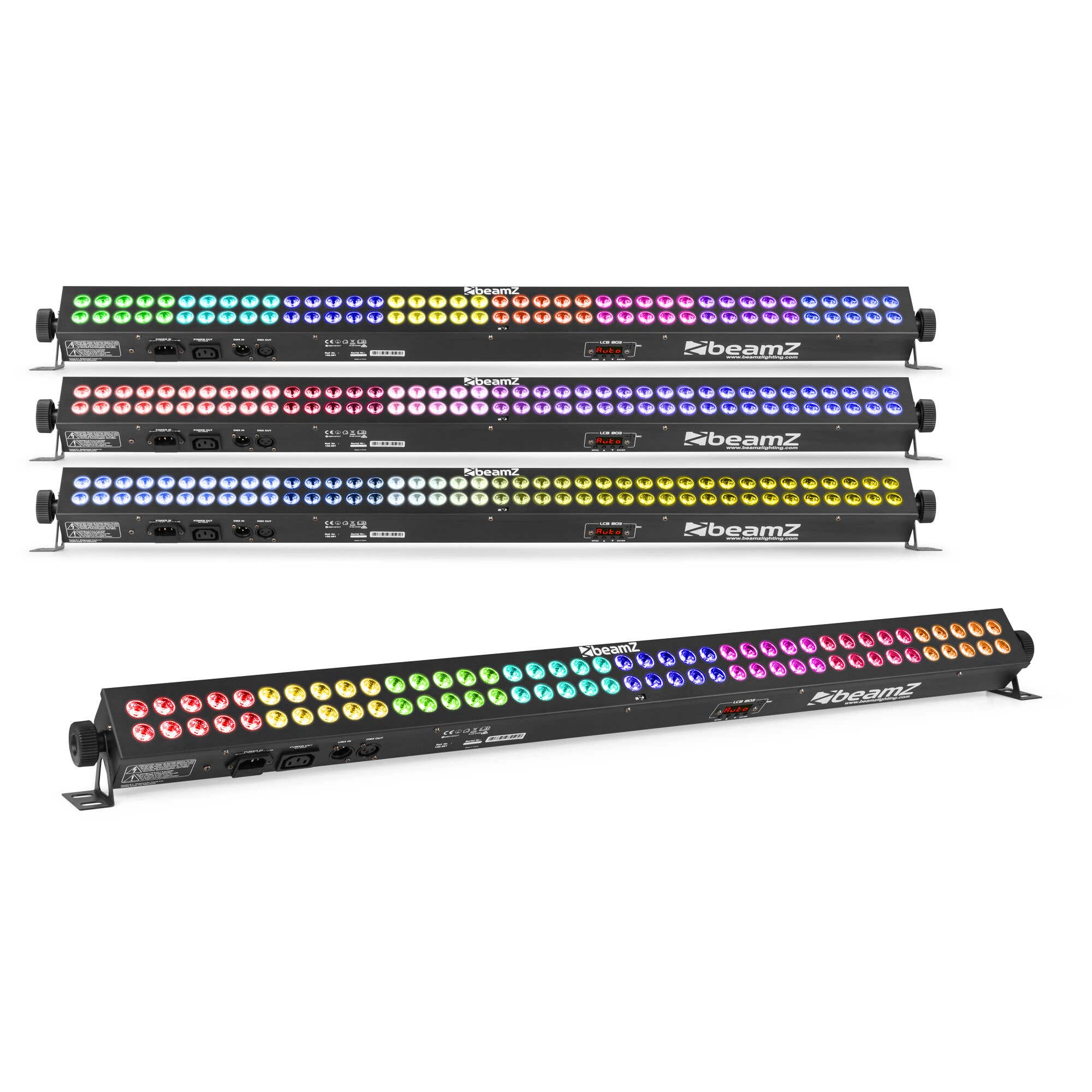 BeamZ Set mit 4 LCB803 LED Bars mit 80x 3 W RGB LEDs in 8 Sektionen