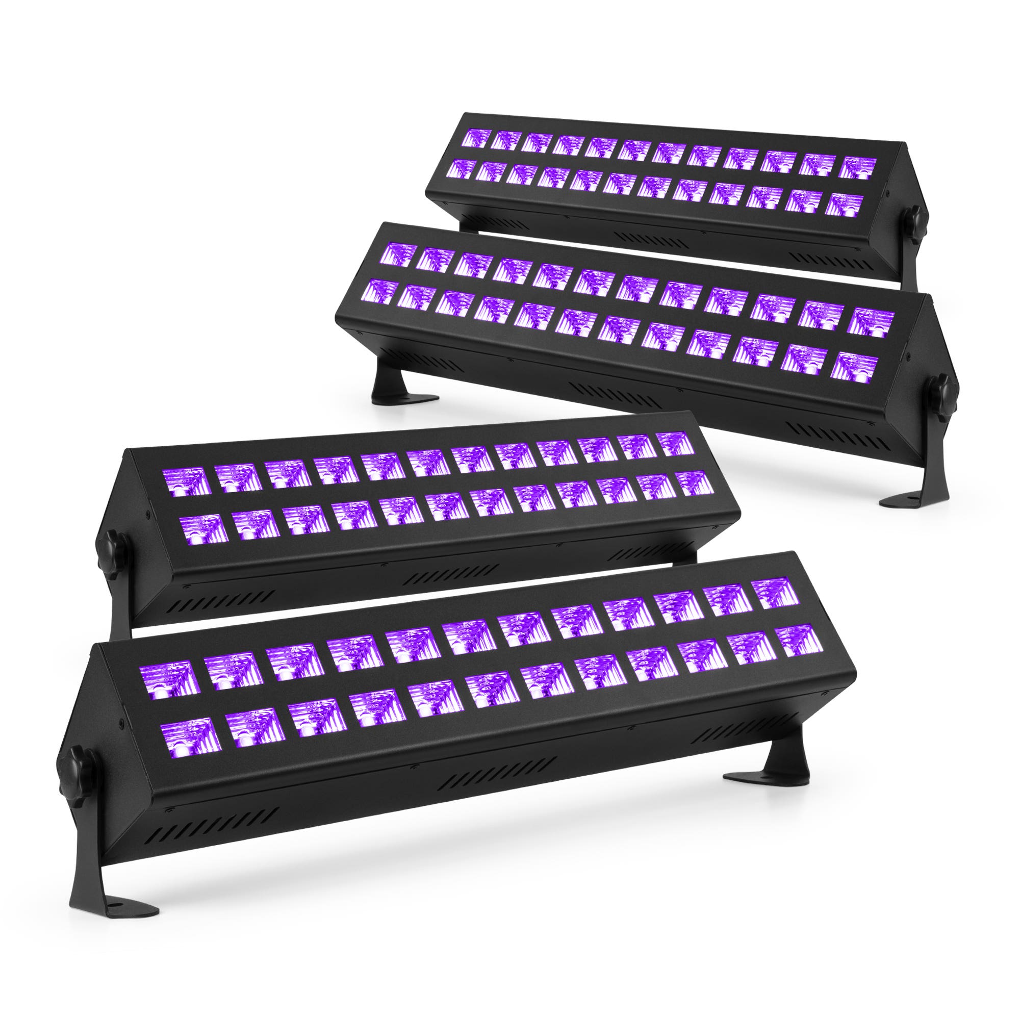 BeamZ BUV243 Schwarzlicht LED Bar 4er Set - 24x3W UV LEDs - DMX - Stroboskopfunktion
