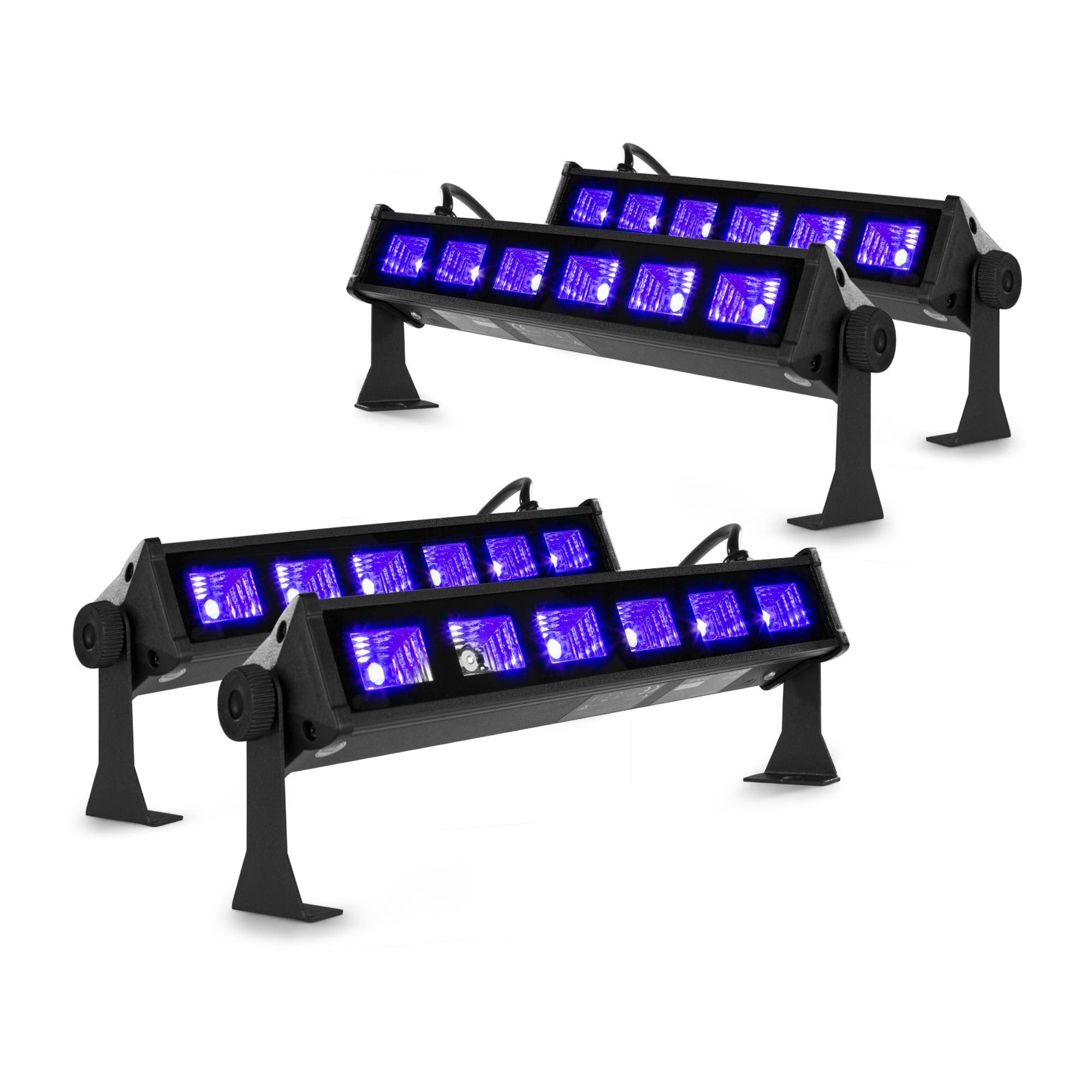 BeamZ BUV63 kompakte Schwarzlicht LED Bar – 4er Set mit 6x 3W LEDs