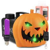 BeamZ Halloween Nebelmaschine Party Set - Mit aufsteckbarem Kürbiskopf - UV-Schwarzlichtlampe und Lichteffekten