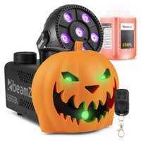 BeamZ Halloween Nebelmaschine Party Set - Mit aufsteckbarem Kürbiskopf - LED Schwarzlicht und Lichteffekte