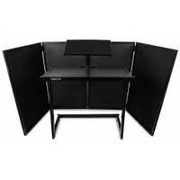 Vonyx Klappbare DJ Pult Set für mobile DJs mit DJ-Gestell & Schirm – Schwarz