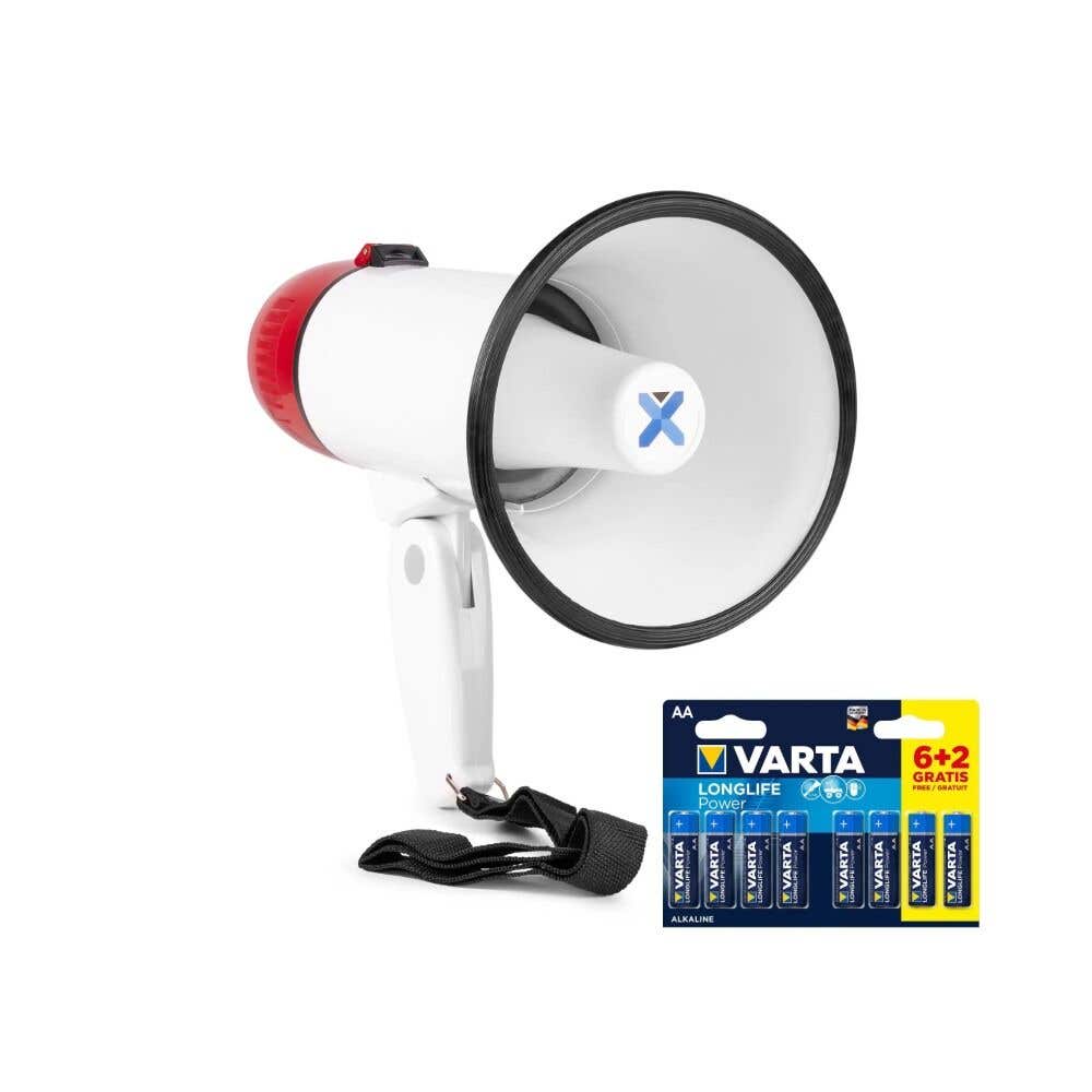 Vonyx MEG018 Megafon mit Sirenenfunktion - mit Aufnahmefunktion - Inkl. Batterien - 18W - Rot-Weiß