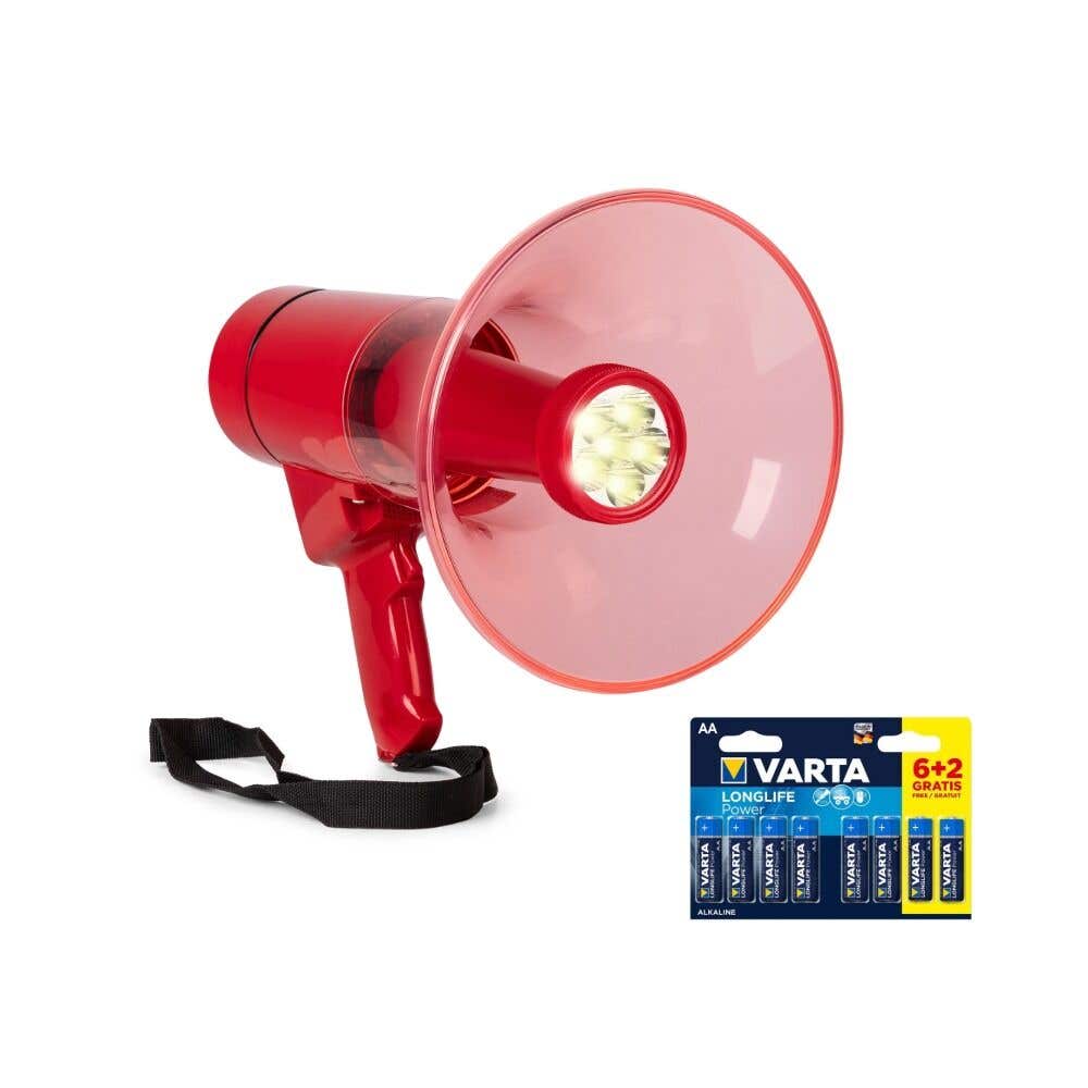 Vonyx MEG050 Megafon Set – Inkl. Taschenlampe, Aufnahmefunktion, Sirene &  AA Batterien
