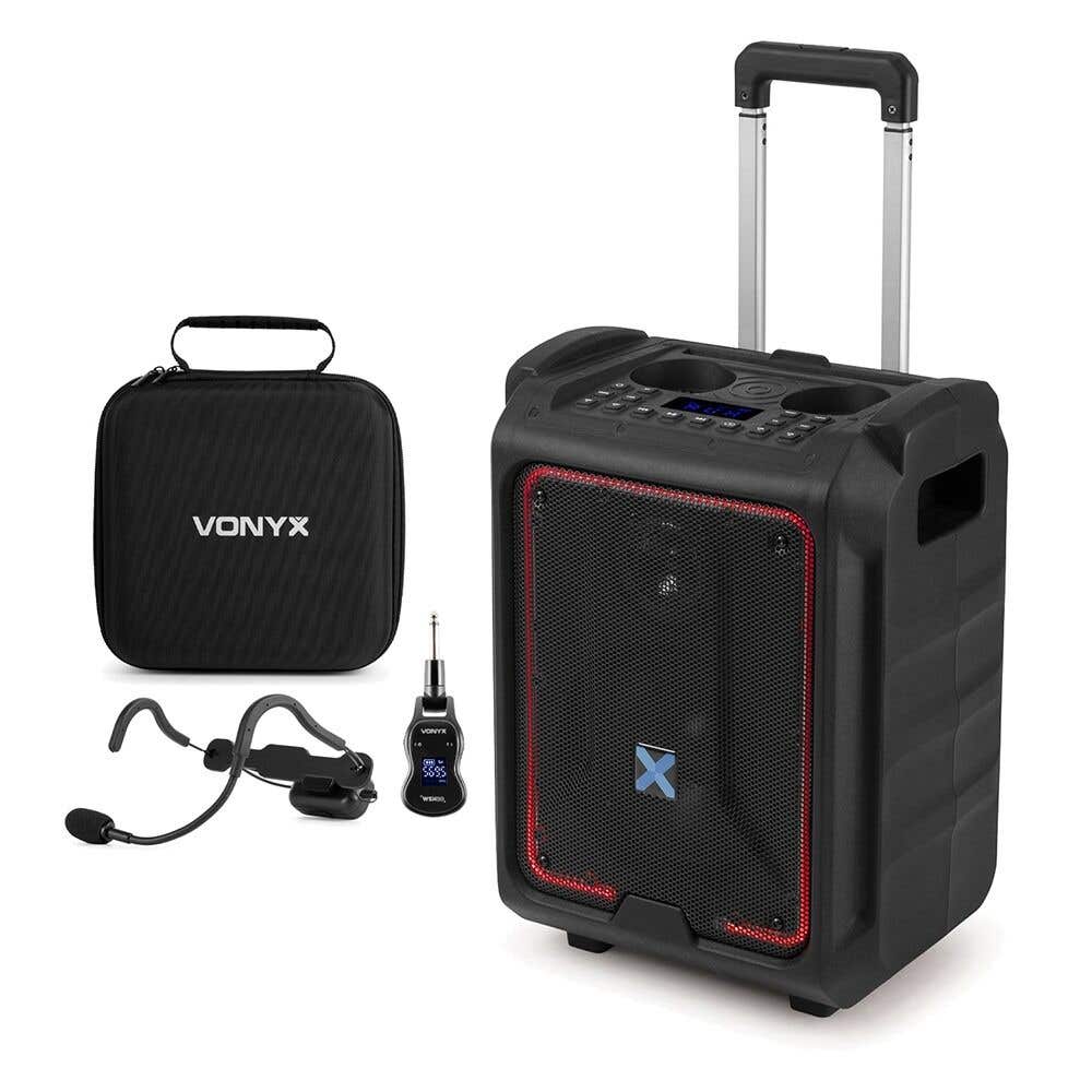 Vonyx SPLASH300 Mobiler Lautsprecher mit Sport Headset - Für Outdoor und Fitness Kurse - Akku - IPX5