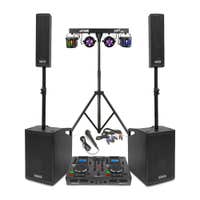 Vonyx VX1050BT mobile PA Anlage mit DJ Plattenspieler und Partybar - 2.2 komplettes DJ Set