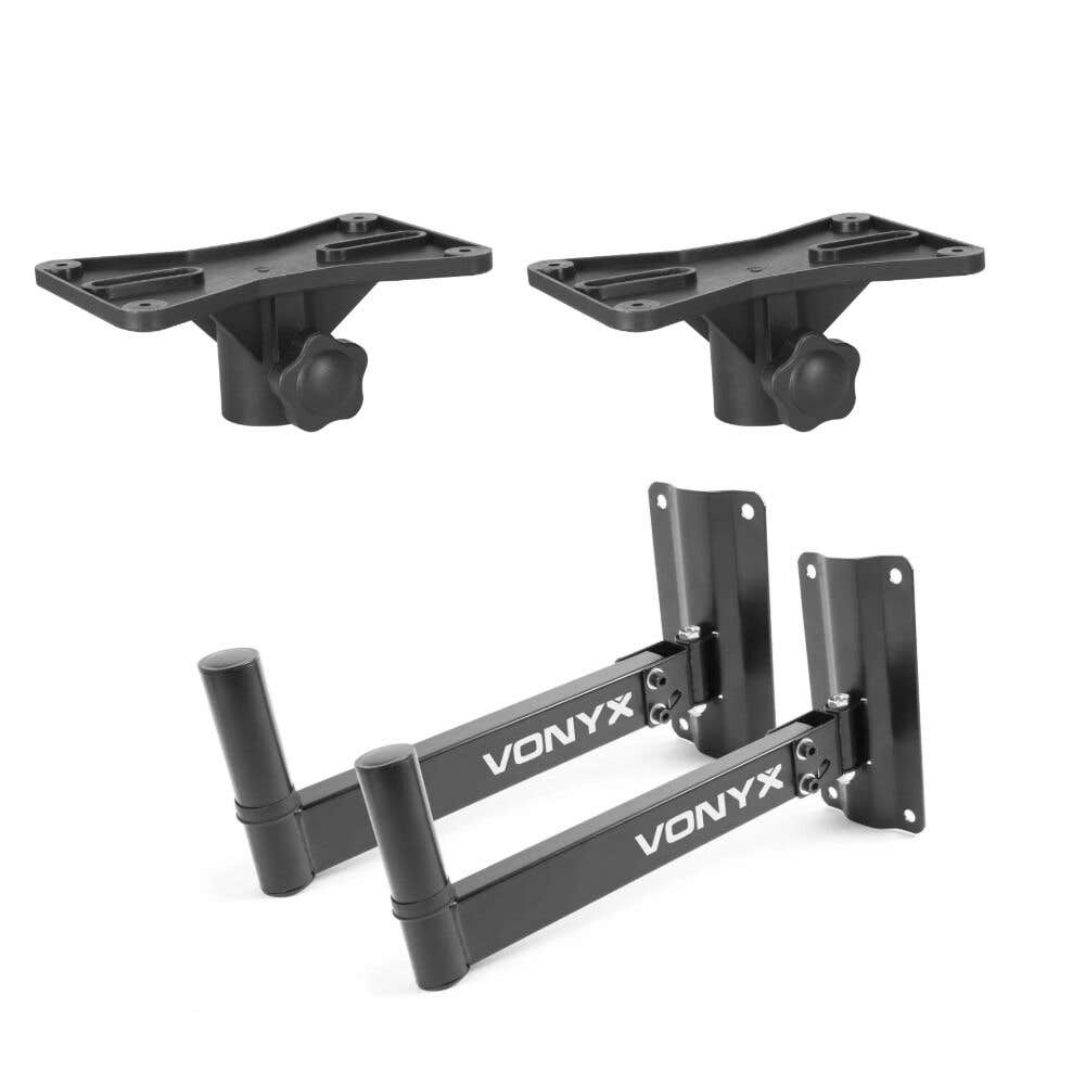 Vonyx WMS-02 verstellbare Lautsprecher Wandhalterungen Set mit Tophat-Platten - max. 25kg